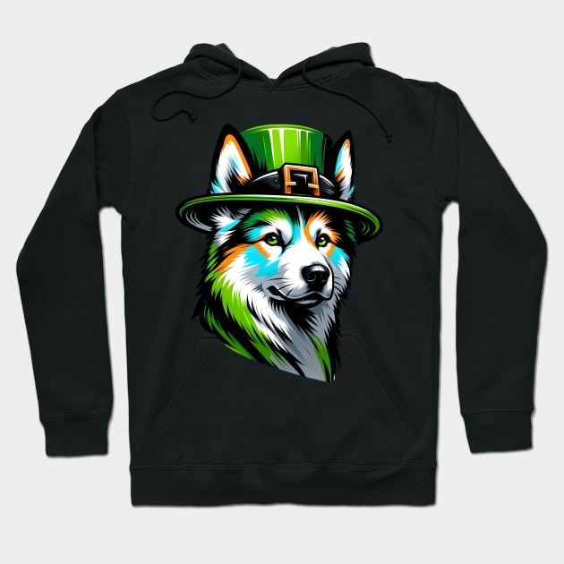 Canaan Dog Portrait in Saint Patrick's Day Spirit Hoodie by ArtRUs